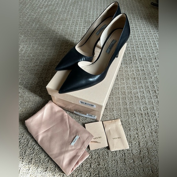 Prada Calzature Donna Nero Vit Lux 3 Heels D’Orsay 40/10 - Picture 3 of 12